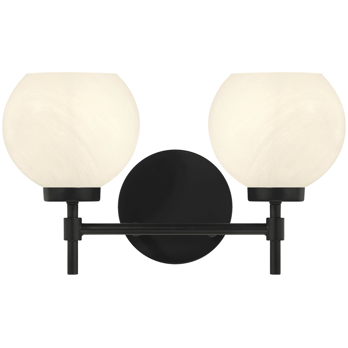 Hannah 2 Light 16 inch Matte Black Bathroom Vanity Light Wall Light, Lighting One