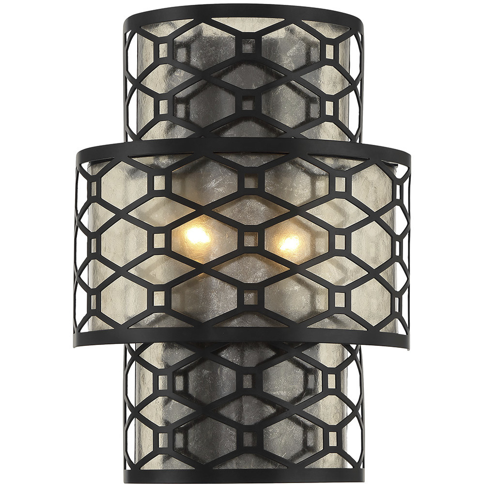 Mannheim 2 Light 11.88 inch Matte Black Wall Sconce Wall Light, Lighting One