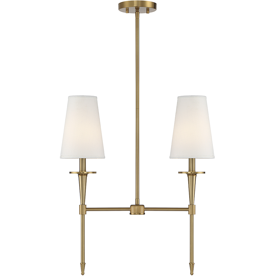 Trundle 2 Light 20 inch Warm Brass Linear Chandelier Ceiling Light, Lighting One