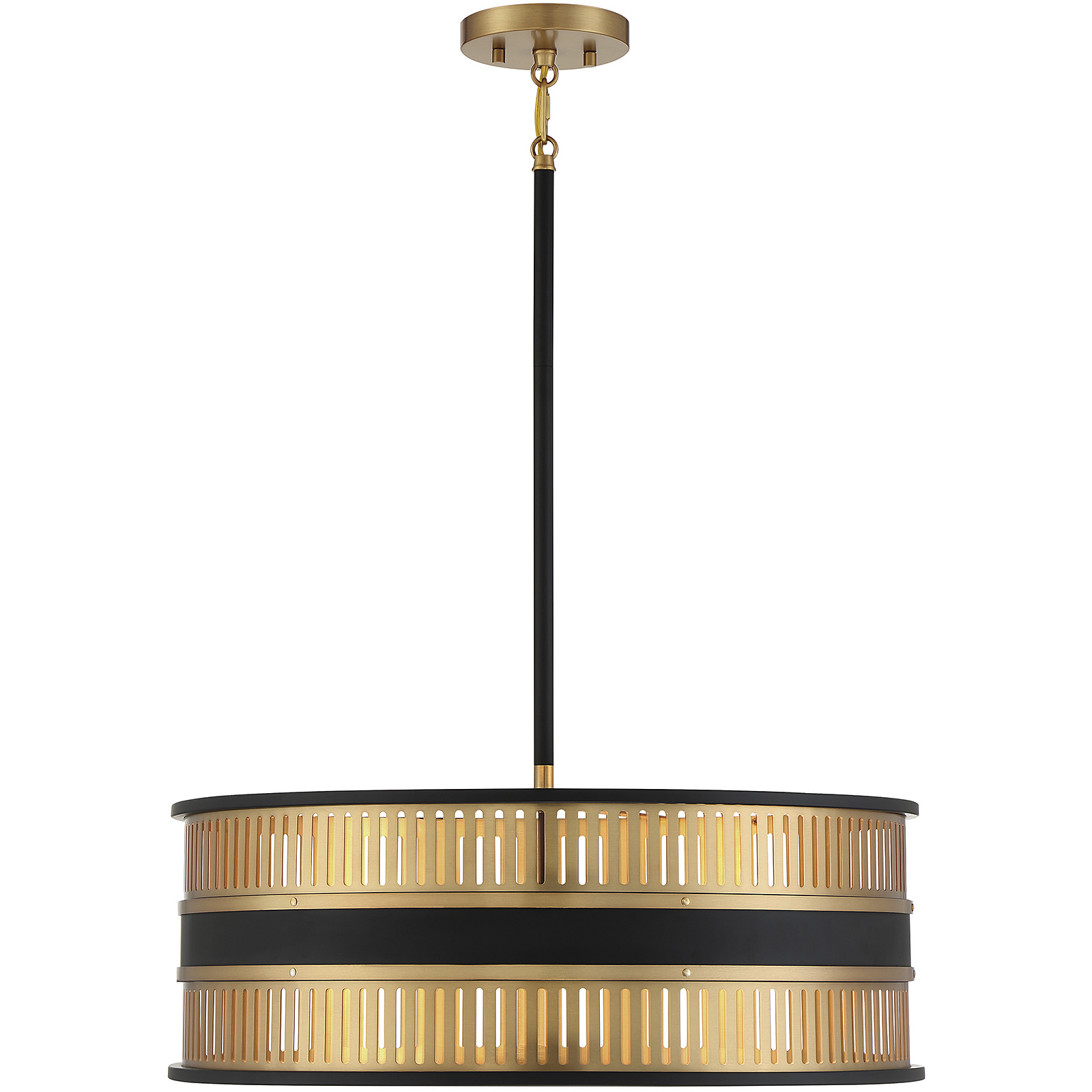 Eclipse 4 Light 22 inch Matte Black with Warm Brass Accents Pendant Ceiling Light