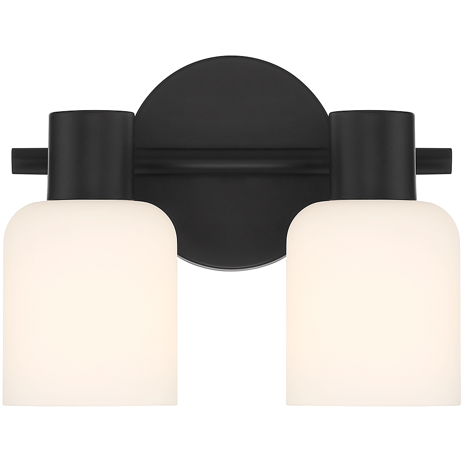 Strand 2 Light 10.25 inch Matte Black Bathroom Vanity Light Wall Light, Lighting One