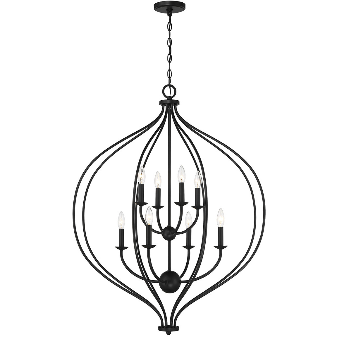 Orchid 8 Light 32 inch Matte Black Pendant Ceiling Light, Lighting One