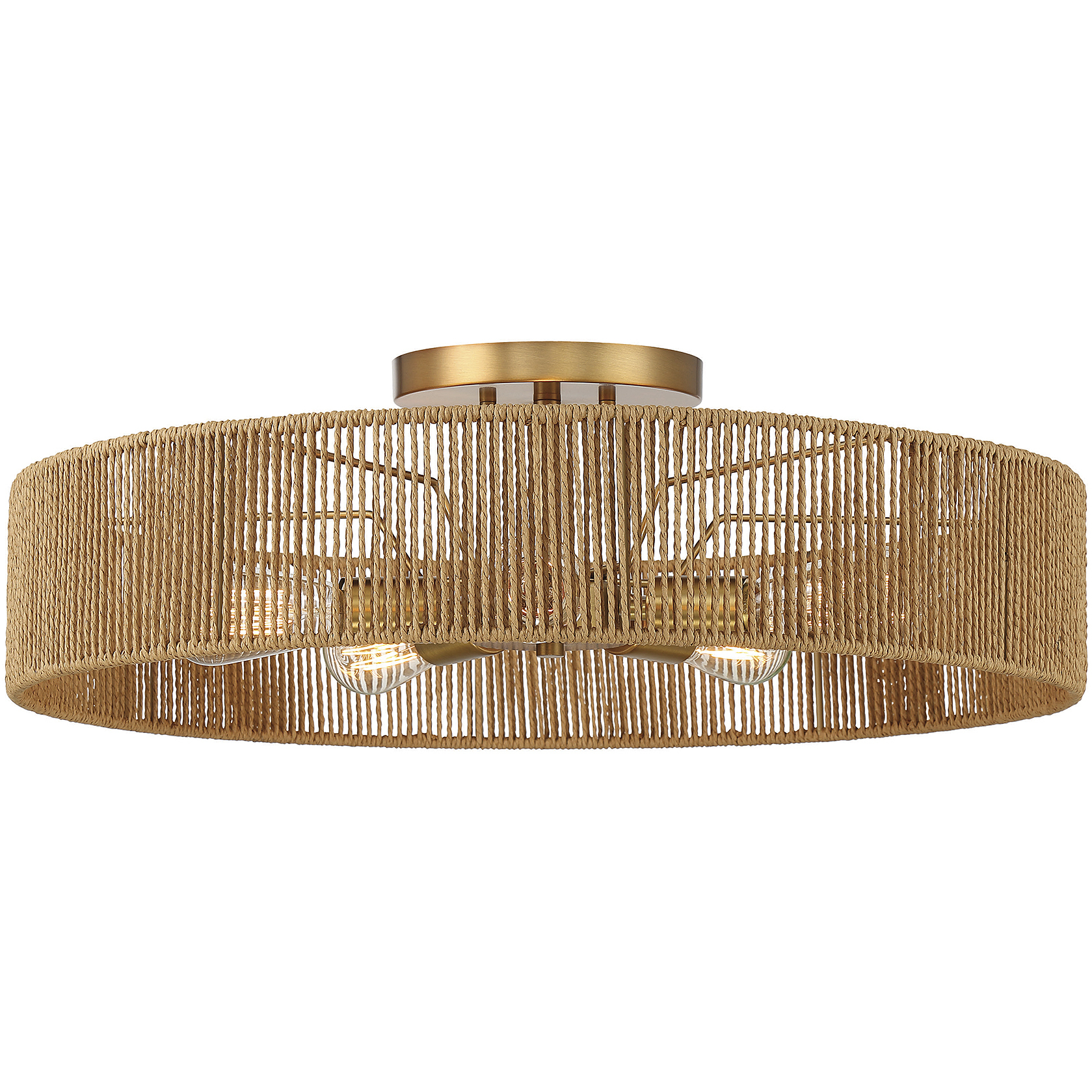 Savoy House 6 1682 5 320 Ashe 5 Light 24 inch Warm Brass and Rope Semi Flush Ceiling Light