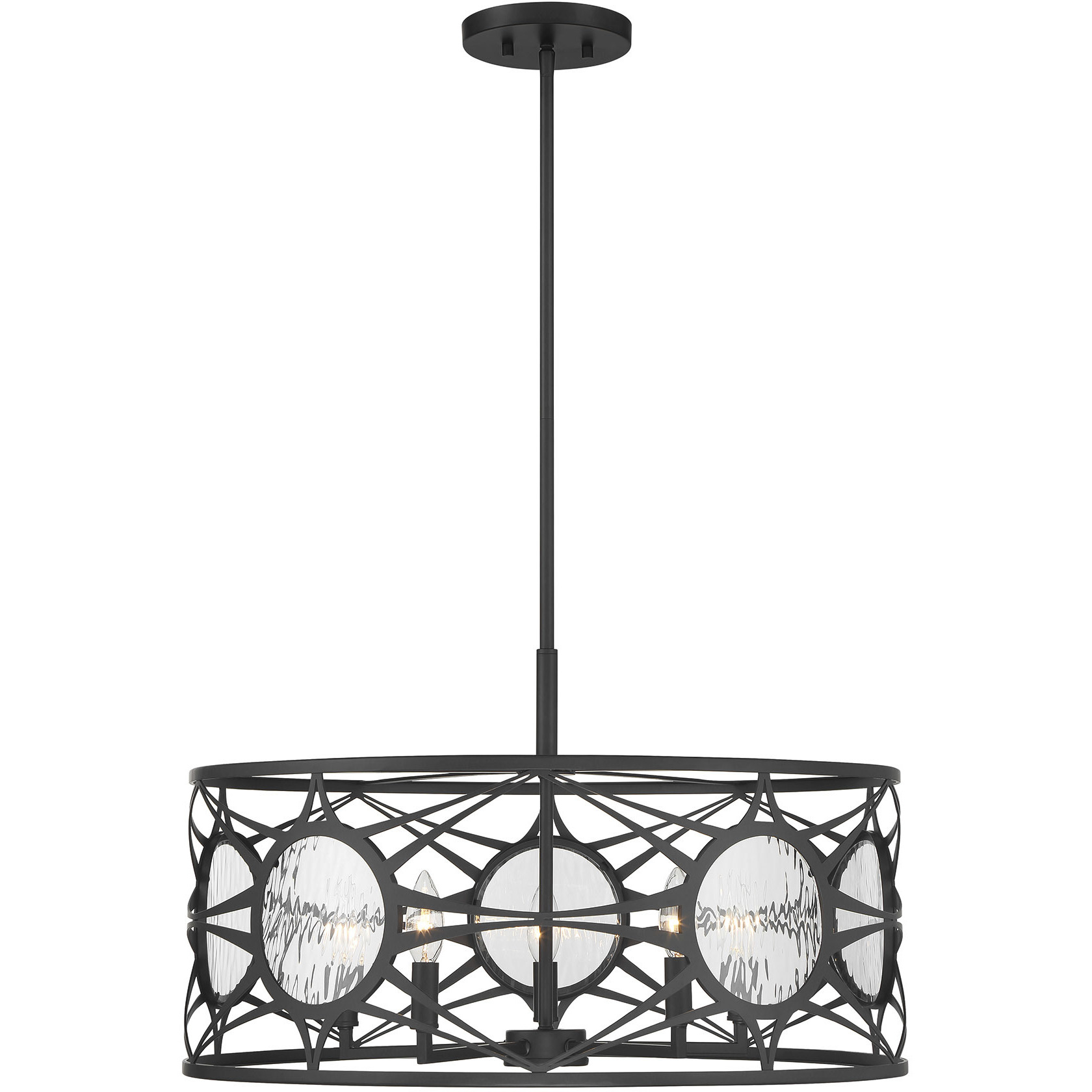 Balfour 5 Light 24 inch Matte Black Convertible Semi-Flush or Pendant Ceiling Light