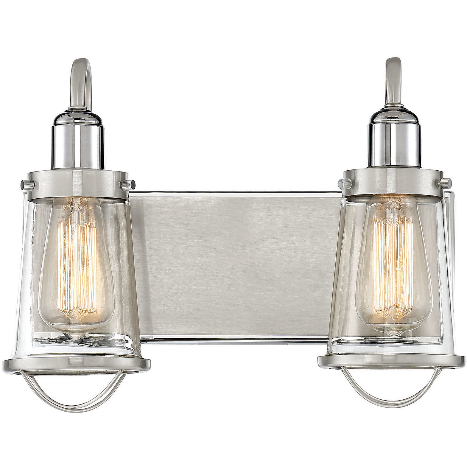 Lansing 2 Light 13.5 inch Satin Nickel with Polished Nickel Accents Bathroom Vanity Light Wall Light