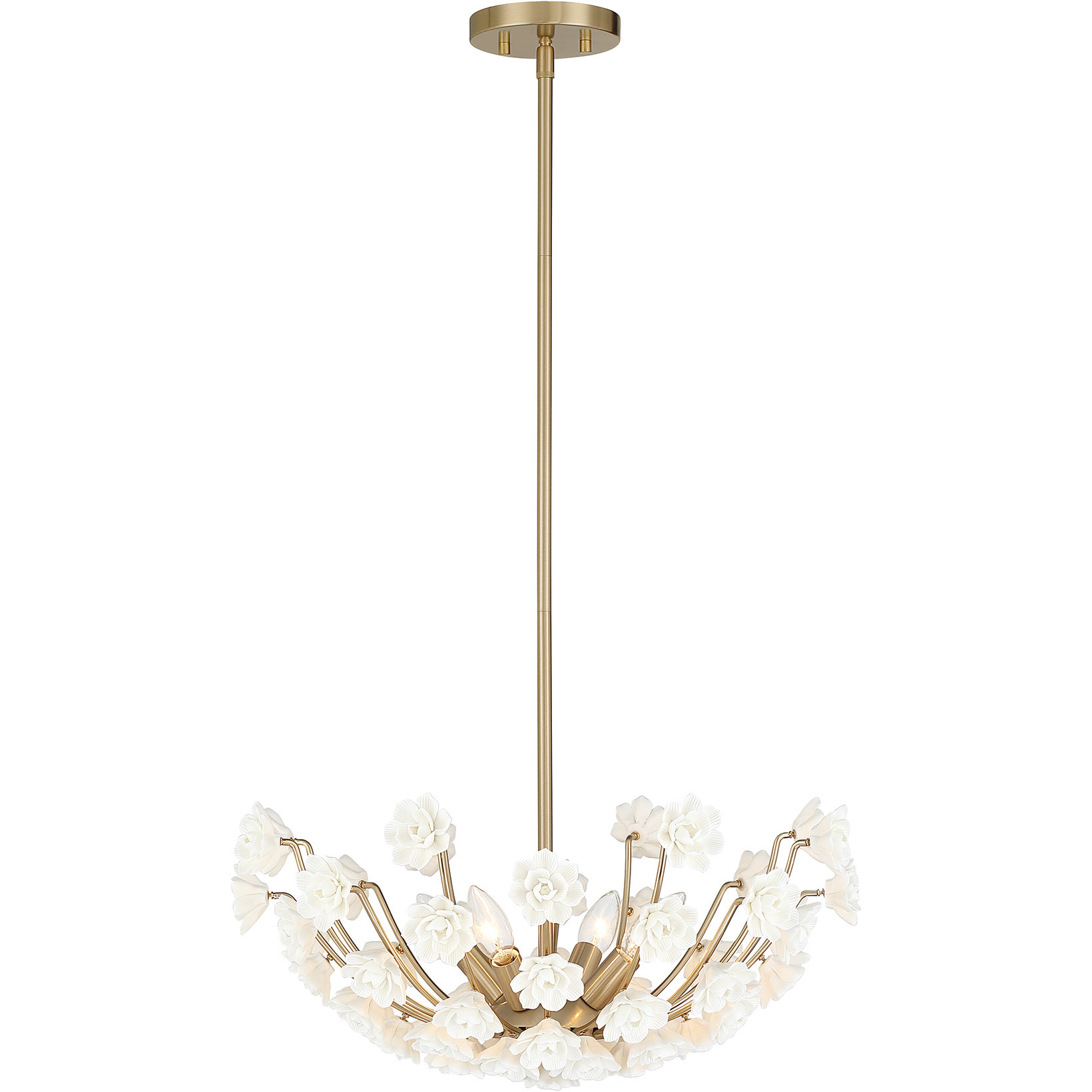Flores 4 Light 20 inch Noble Brass Chandelier Ceiling Light