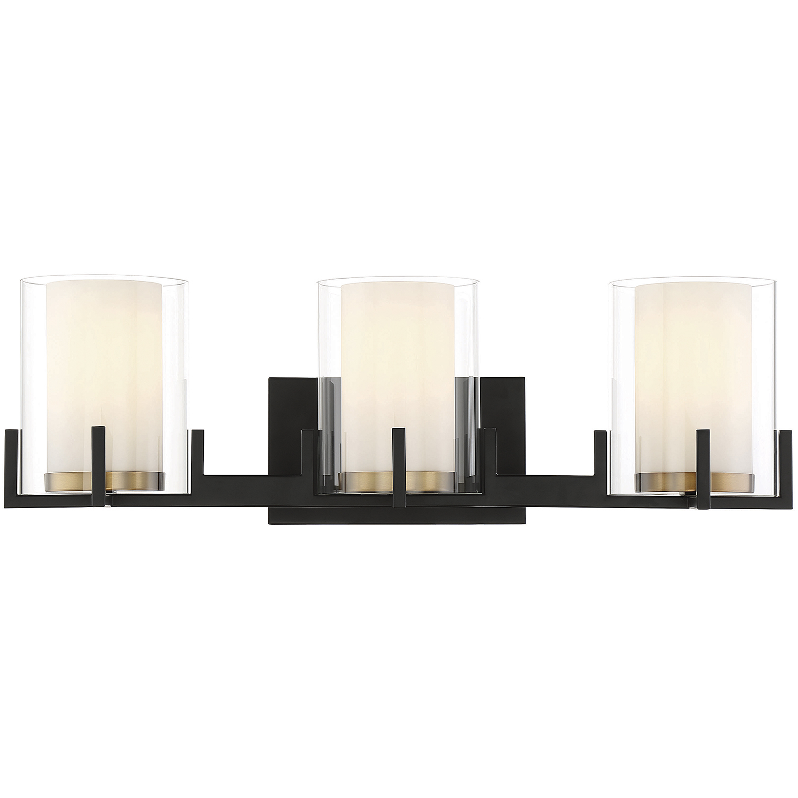 Eaton 3 Light 24 inch Black with Warm Brass Accents Bathroom Vanity Light Wall Light