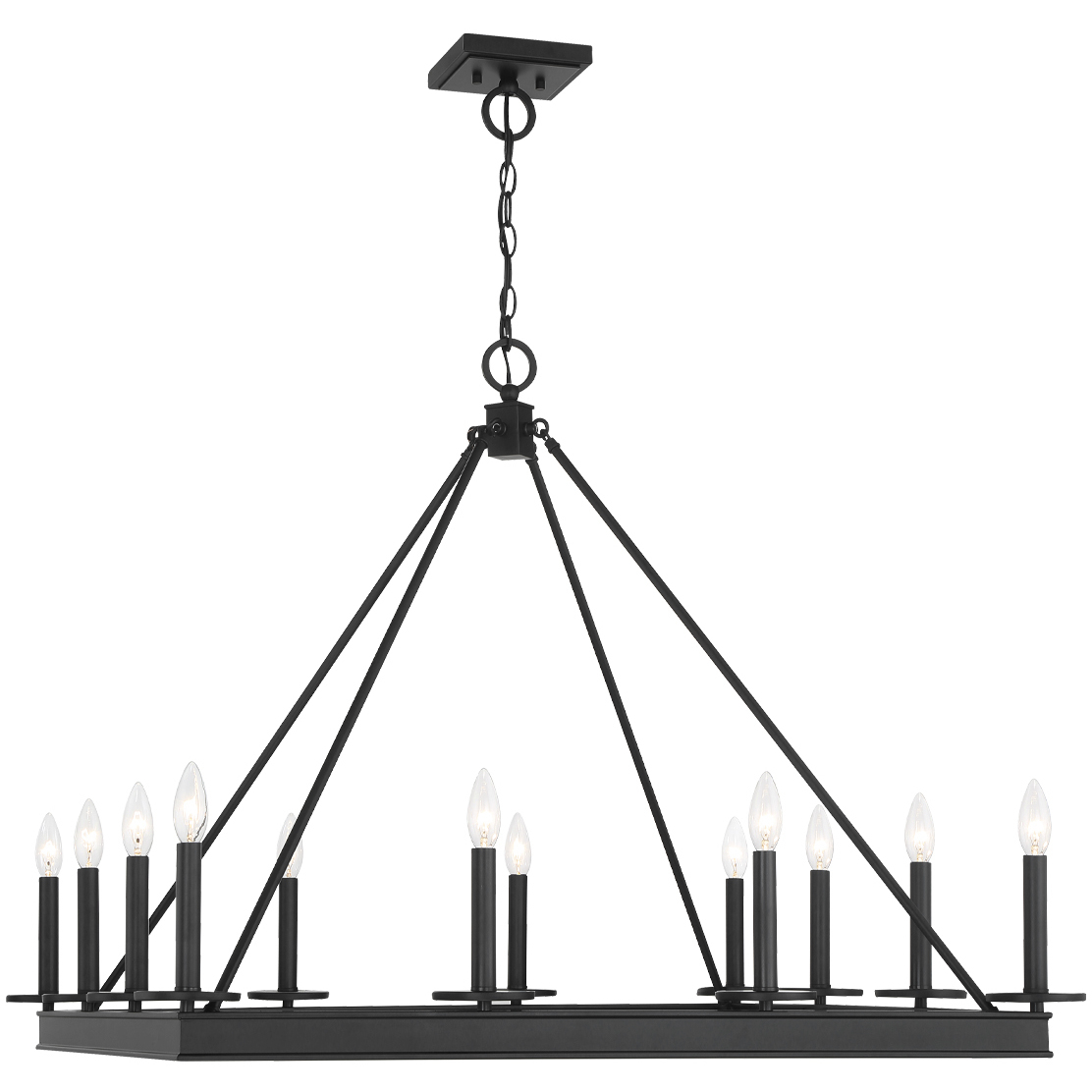 Boylston 12 Light 35 inch Matte Black Chandelier Ceiling Light, Lighting One