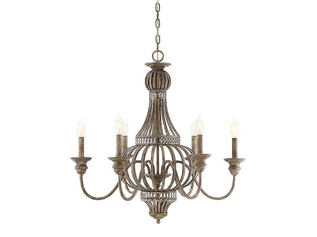 Ashford 6 Light 28 inch Aged Wood Chandelier Ceiling Light
