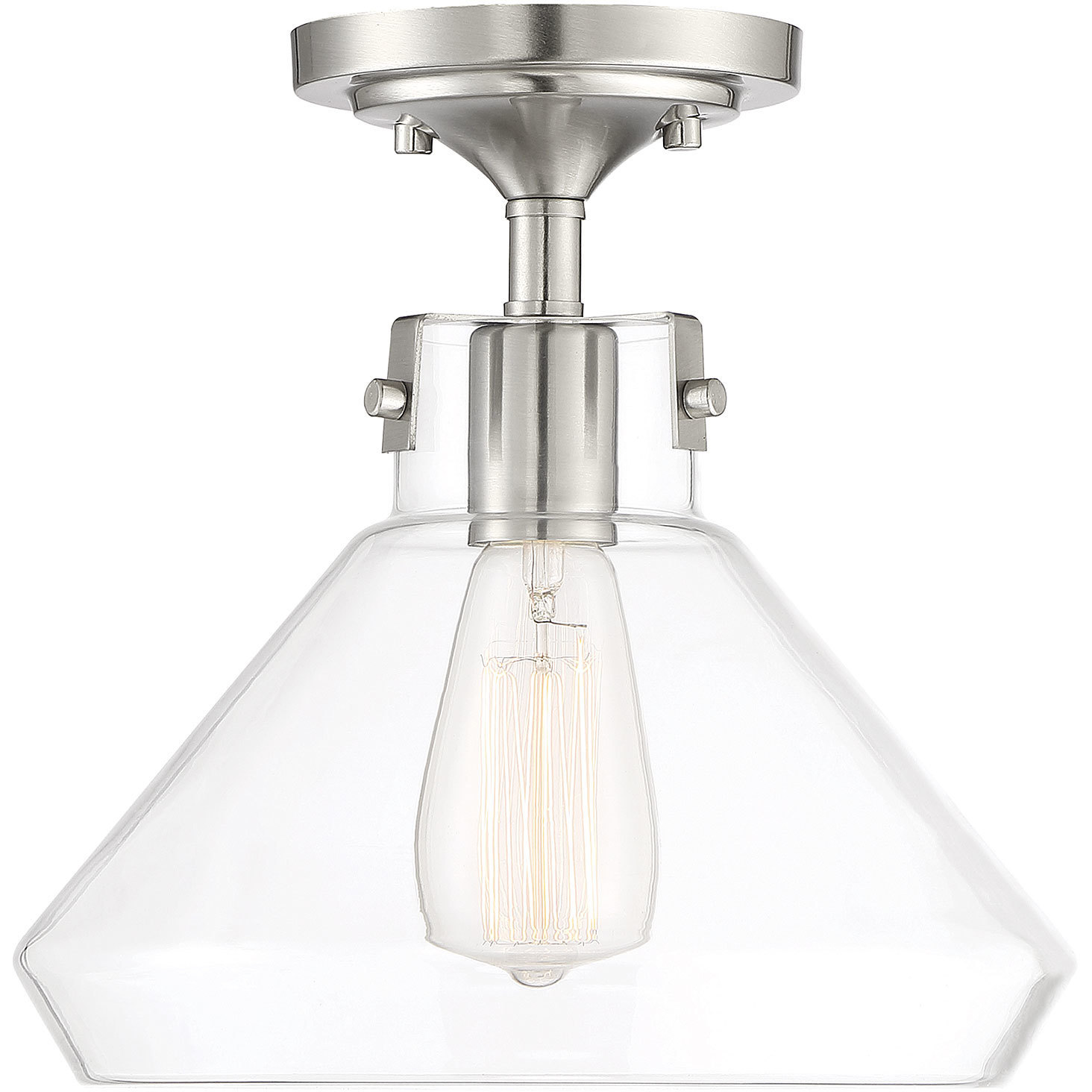 Walpole 1 Light 11 inch Satin Nickel Semi-Flush Ceiling Light, Essentials