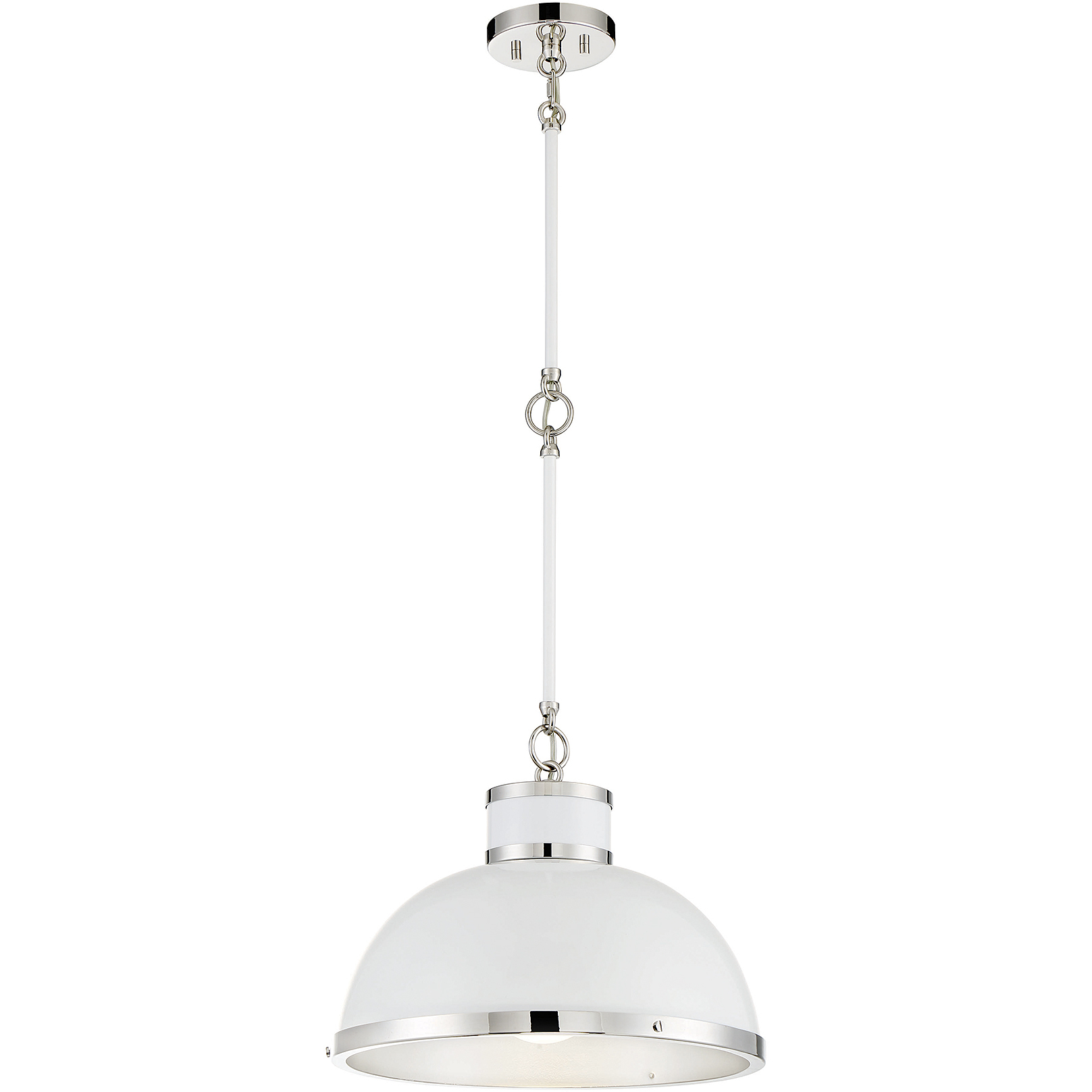 Corning 1 Light 16 inch White with Polished Nickel Accents Pendant Ceiling Light in White/Polished Nickel