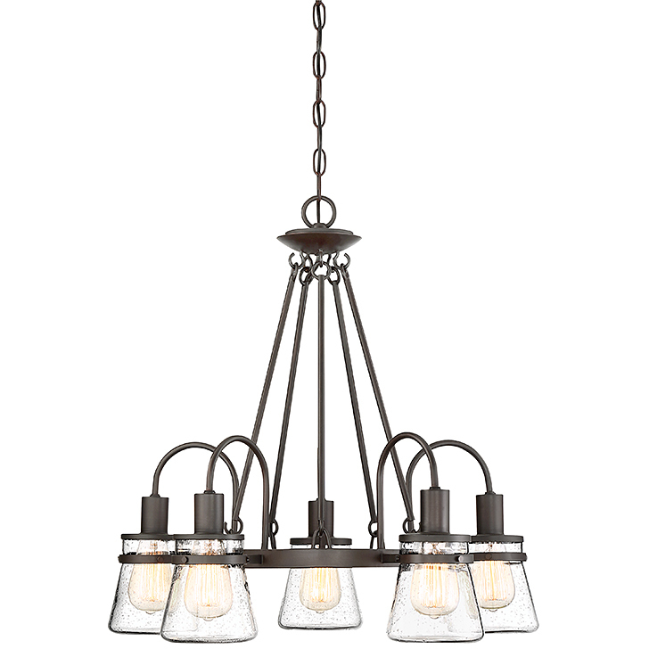 Portsmouth 5 Light 23.75 inch English Bronze Outdoor Linear Chandelier, Oval