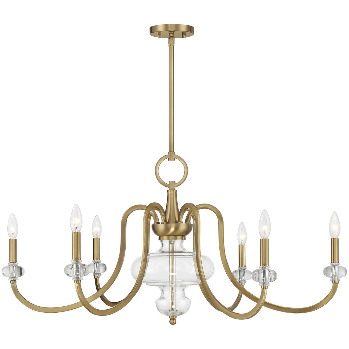 Bergdorf 6 Light 39 inch Warm Brass Chandelier Ceiling Light