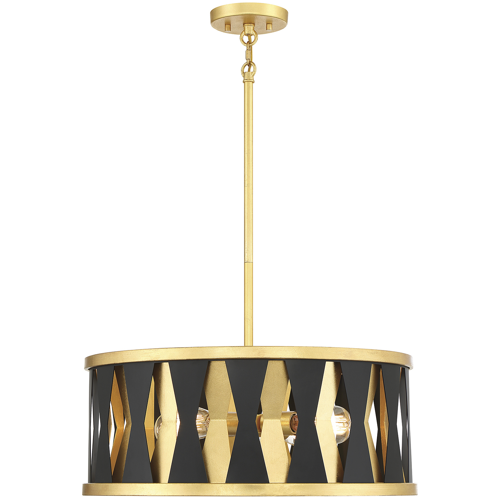 Kellerman 4 Light 21 inch Matte Black with True Gold Pendant Ceiling Light