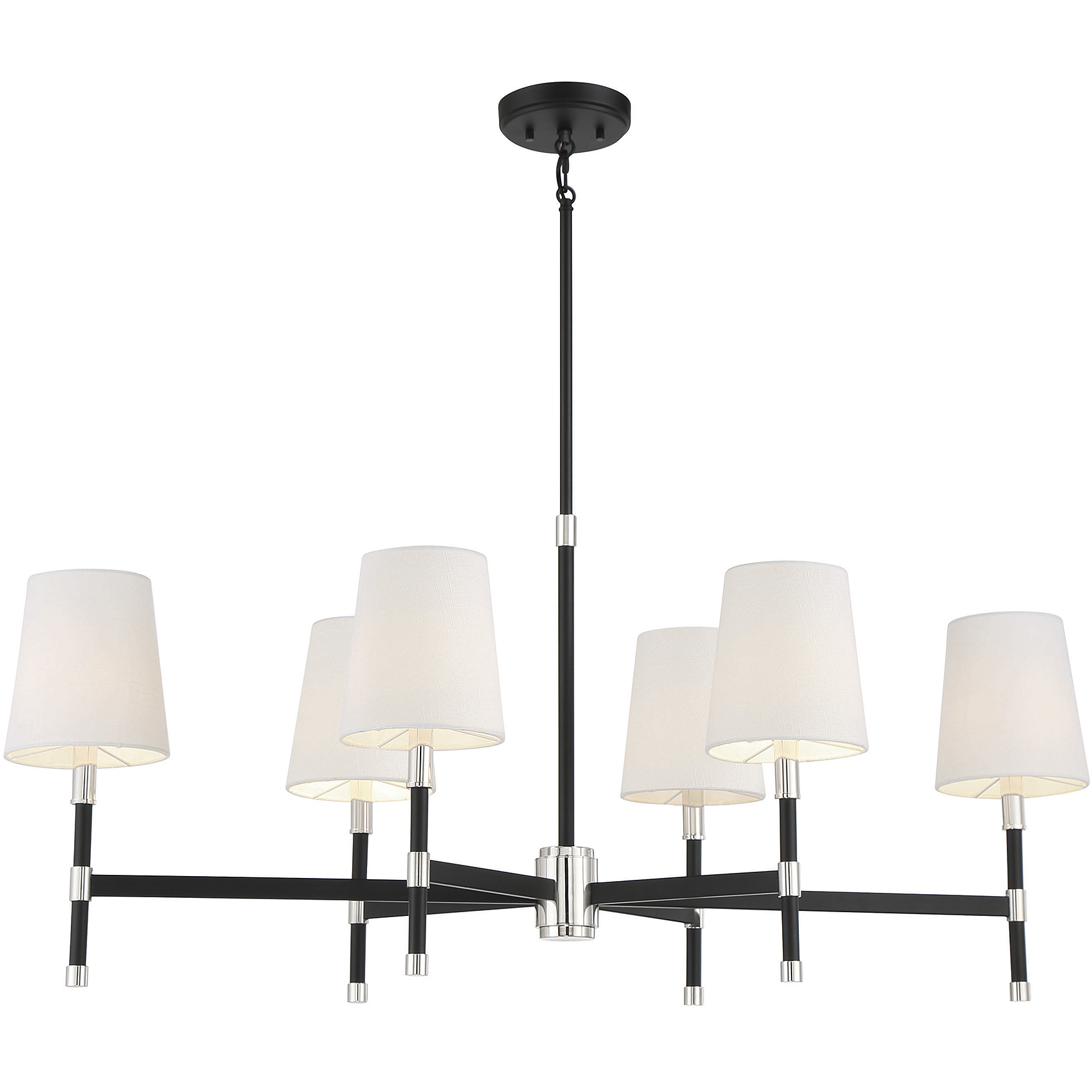 Brody 6 Light 41 inch Black with Polished Nickel Accents Linear Chandelier Ceiling Light, Essentials