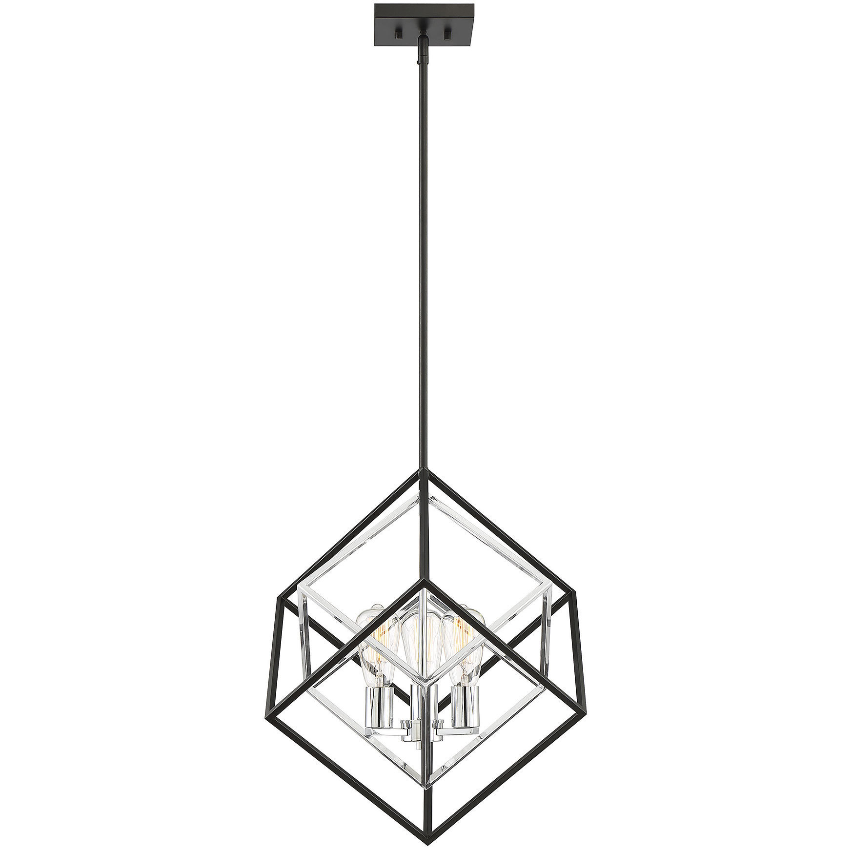 Dexter 3 Light 21 inch Matte Black with Polished Chrome Accents Pendant Ceiling Light