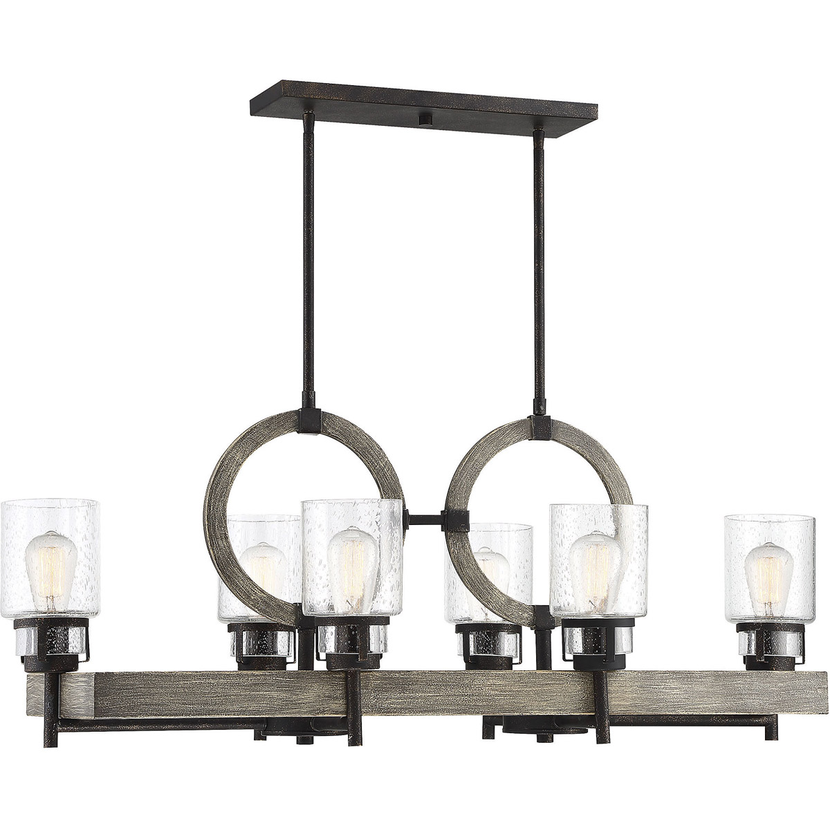 Hartman 6 Light 40 inch Noblewood/Iron Linear Chandelier Ceiling Light