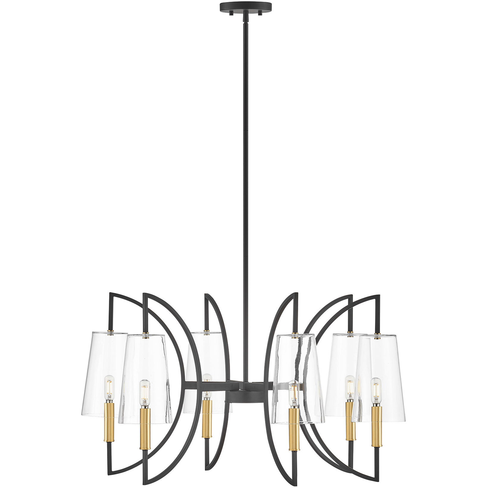 Hanley 6 Light 32 inch Matte Black and Warm Brass Chandelier Ceiling Light
