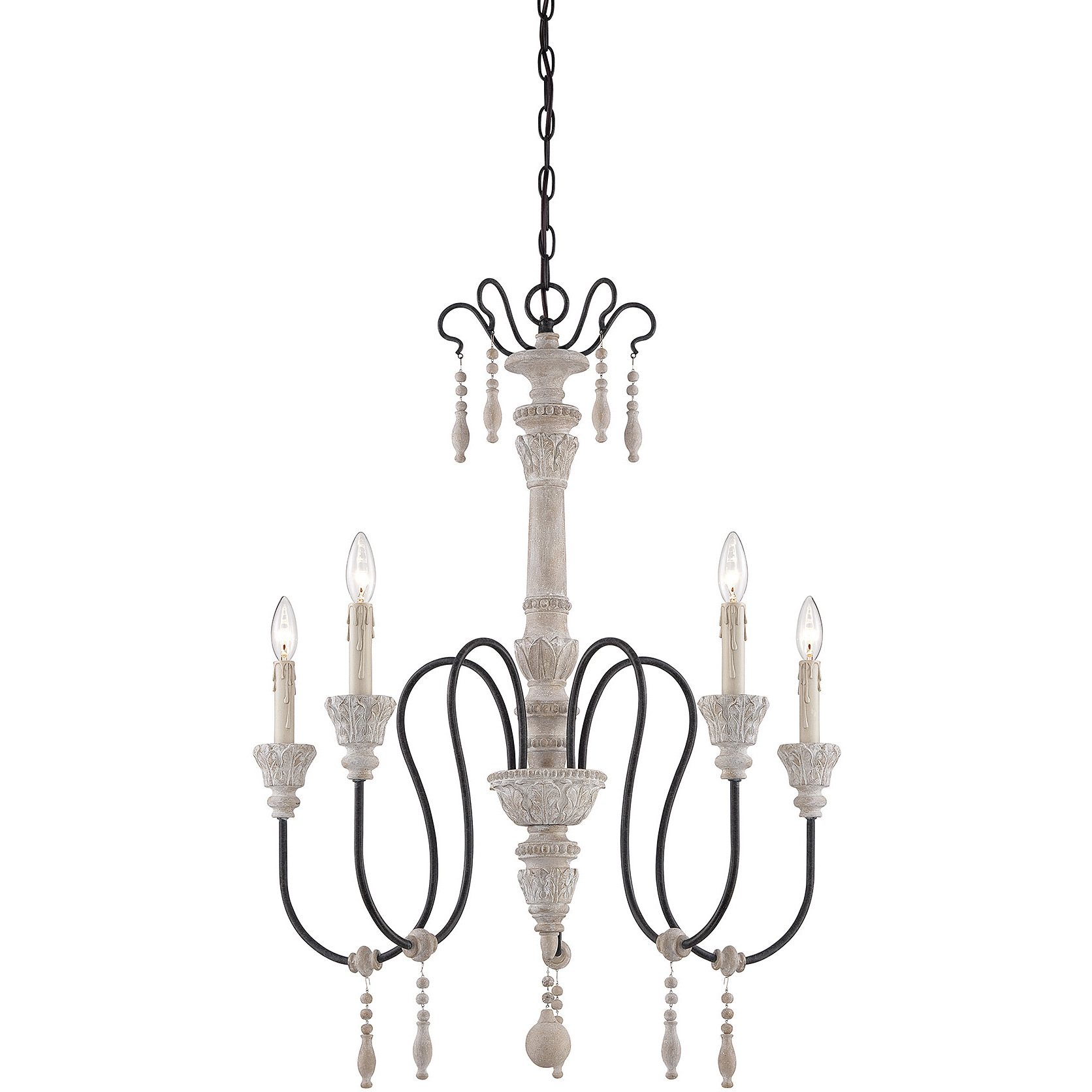 Ashland 5 Light 28.5 inch White Washed Driftwood Chandelier Ceiling Light