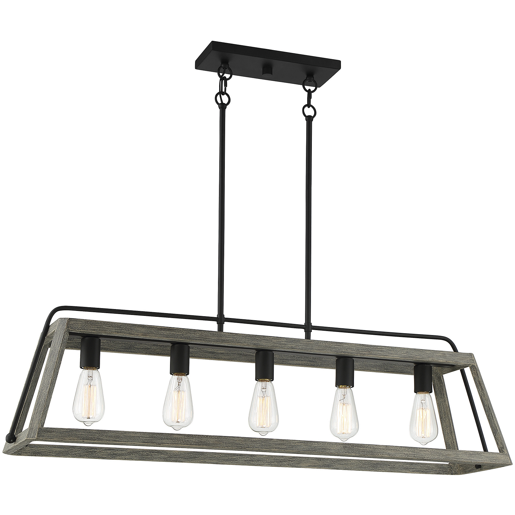 Hasting 5 Light 42 inch Noblewood with Iron Linear Chandelier Ceiling Light