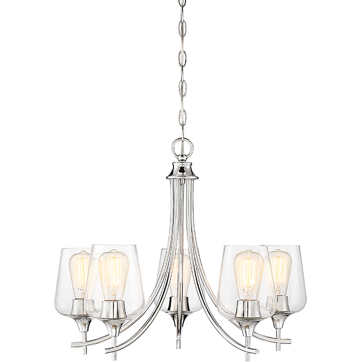 Octave 5 Light 23 inch Polished Chrome Chandelier Ceiling Light, Essentials