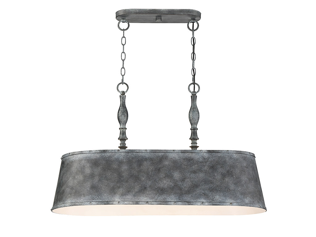 Dover 5 Light 33 inch Farmhouse Tin Linear Chandelier Ceiling Light