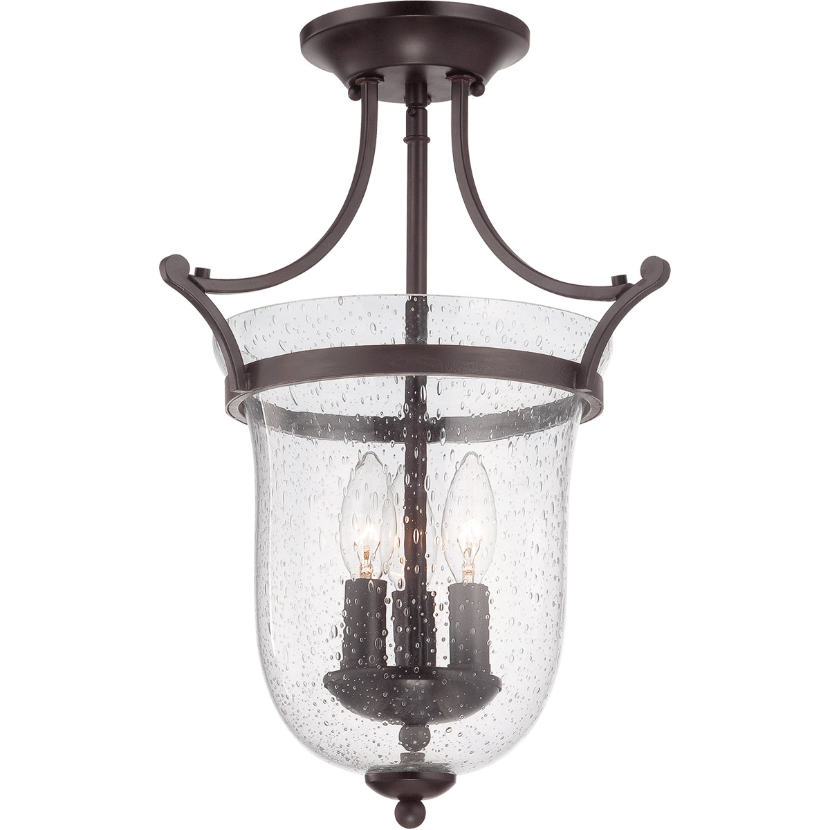 Trudy 3 Light 12 inch English Bronze Semi-Flush Ceiling Light