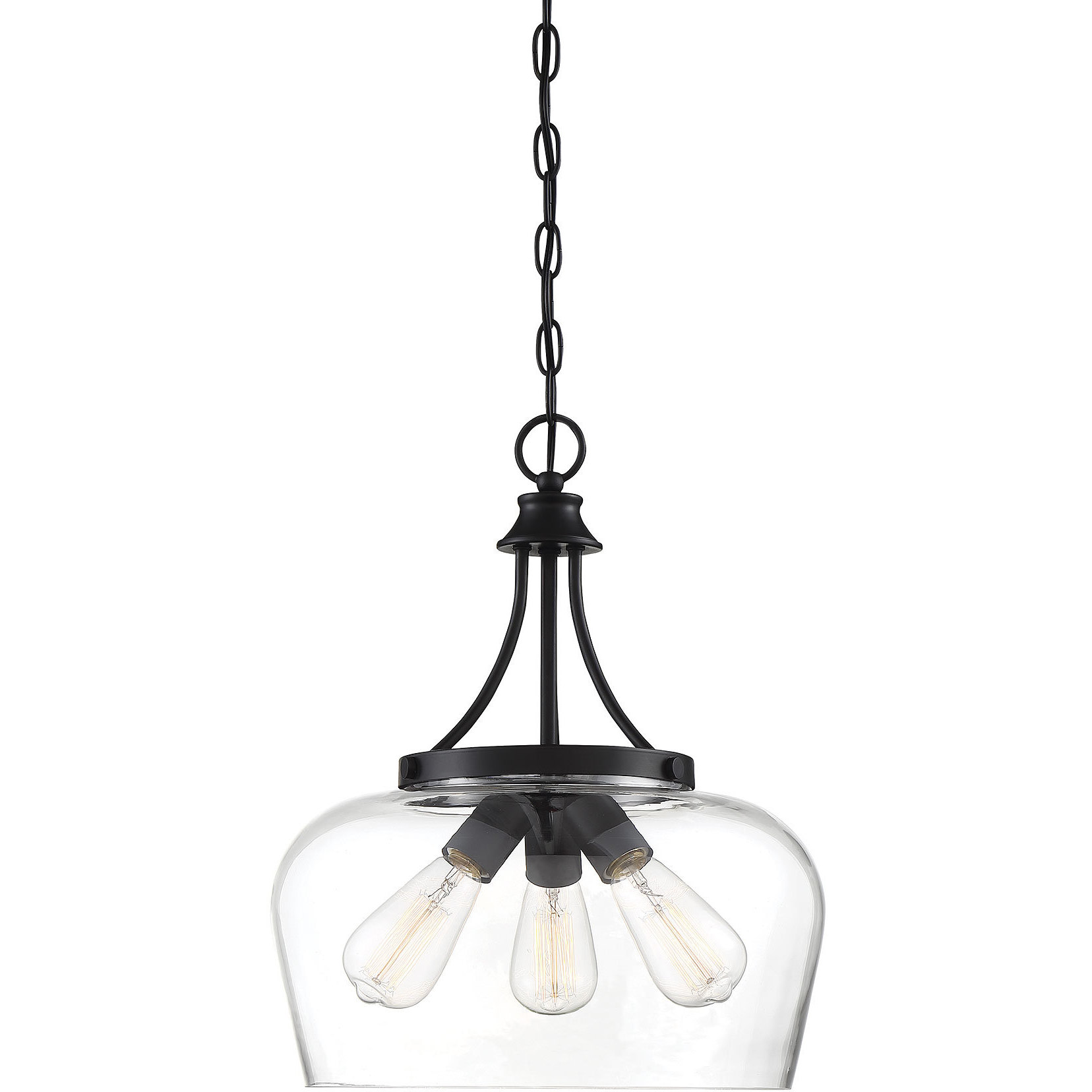 Savoy House 740343BK Octave 3 Light 15 inch Black Pendant Ceiling