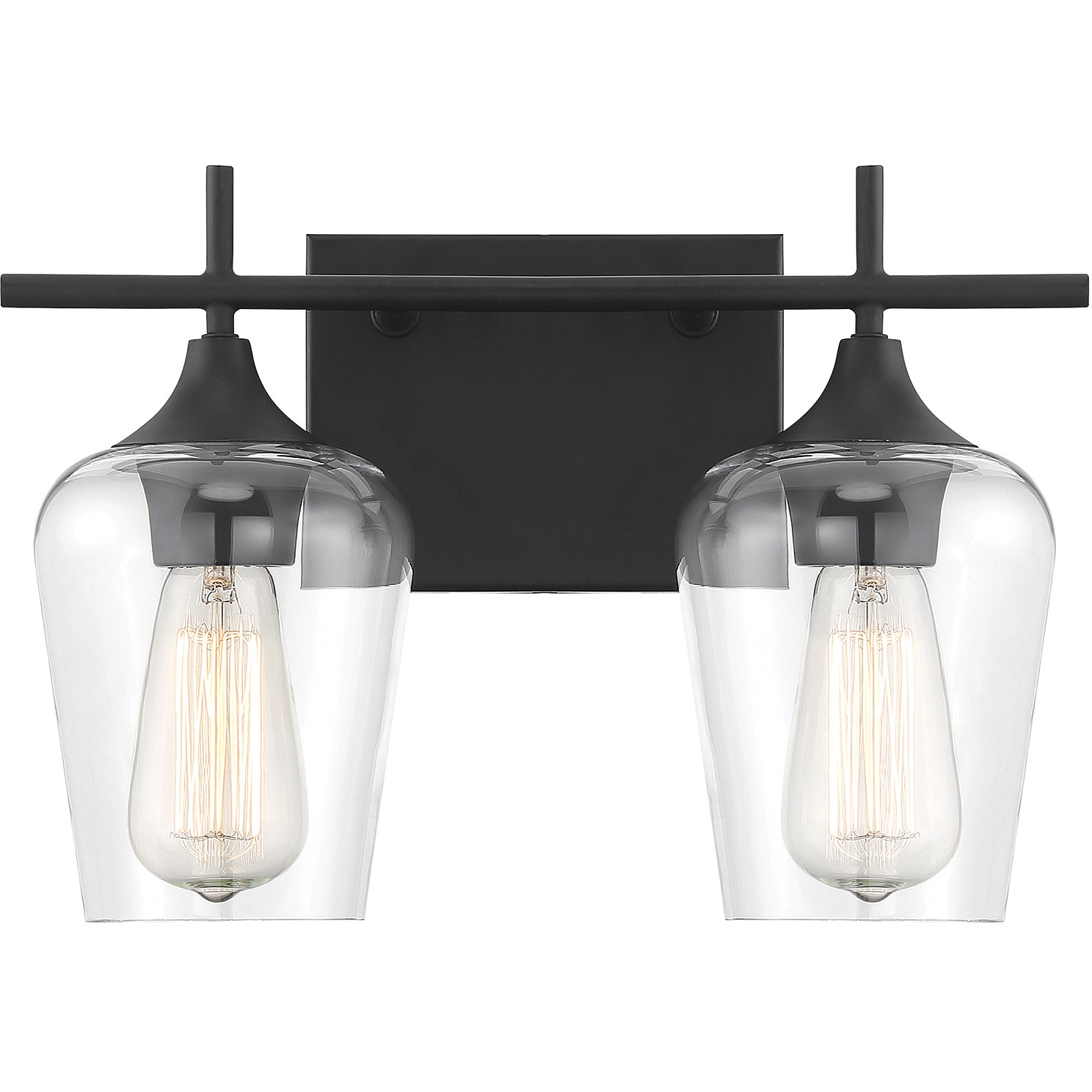 Octave 2 Light 13.75 inch Black Bathroom Vanity Light Wall Light, Essentials