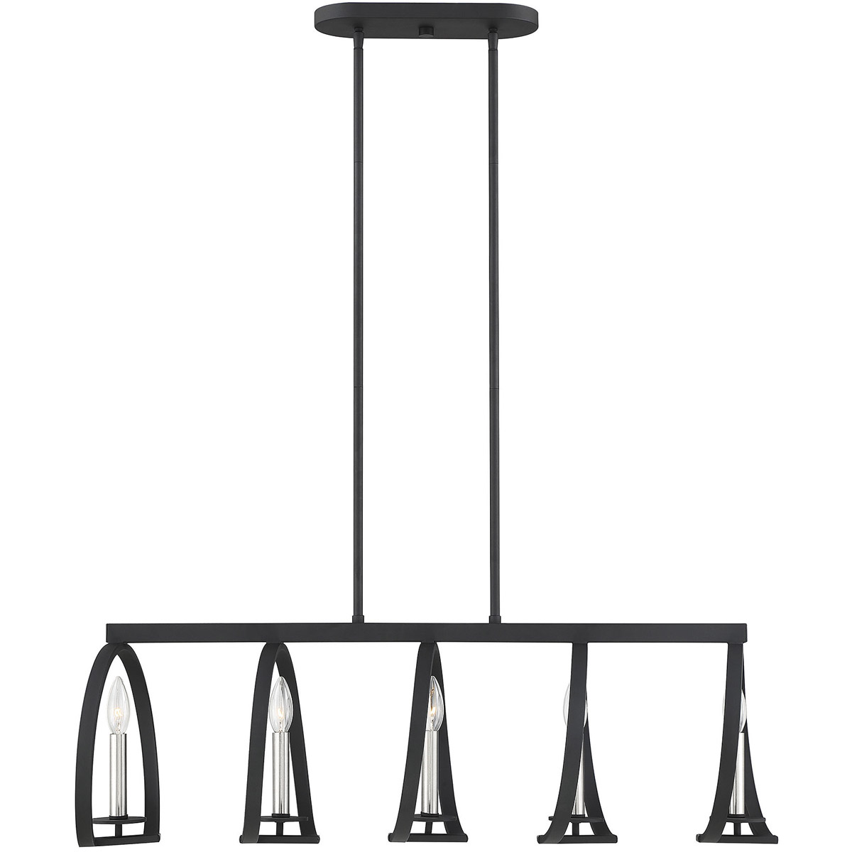 Monteray 5 Light 11 inch Black with Satin Nickel Chandelier Ceiling Light