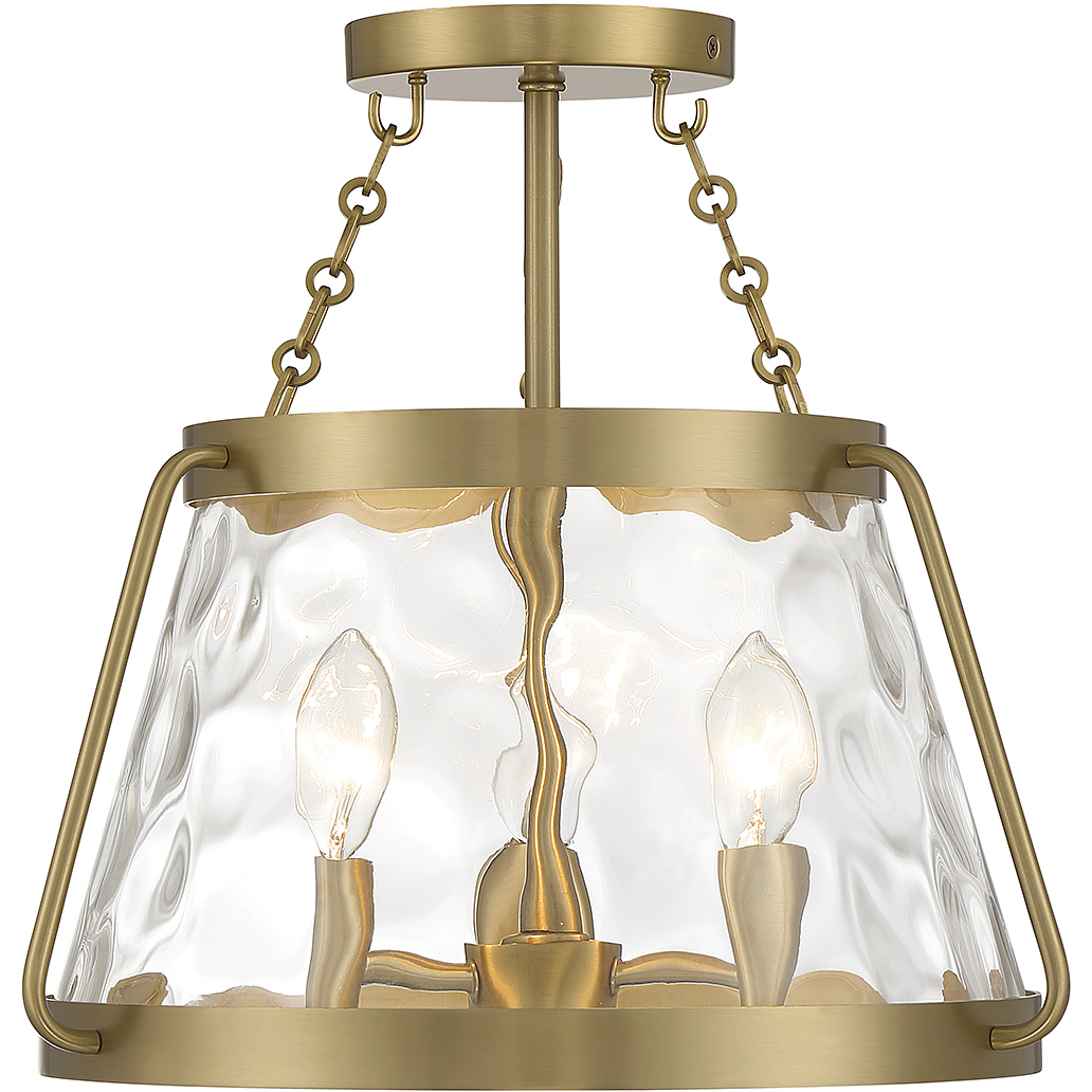 Savoy House 618023322 Crawford 3 Light 15 inch Warm Brass SemiFlush