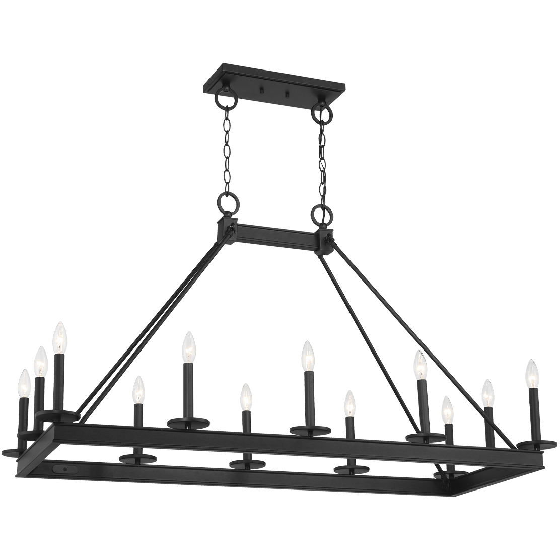 Boylston 12 Light 47 inch Matte Black Linear Chandelier Ceiling Light, Lighting One