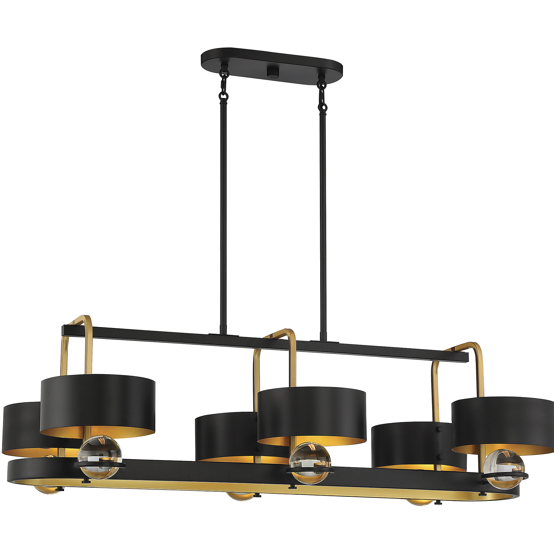 Chambord 6 Light 41.25 inch Vintage Black with Warm Brass Accents Linear Chandelier Ceiling Light, Lighting One