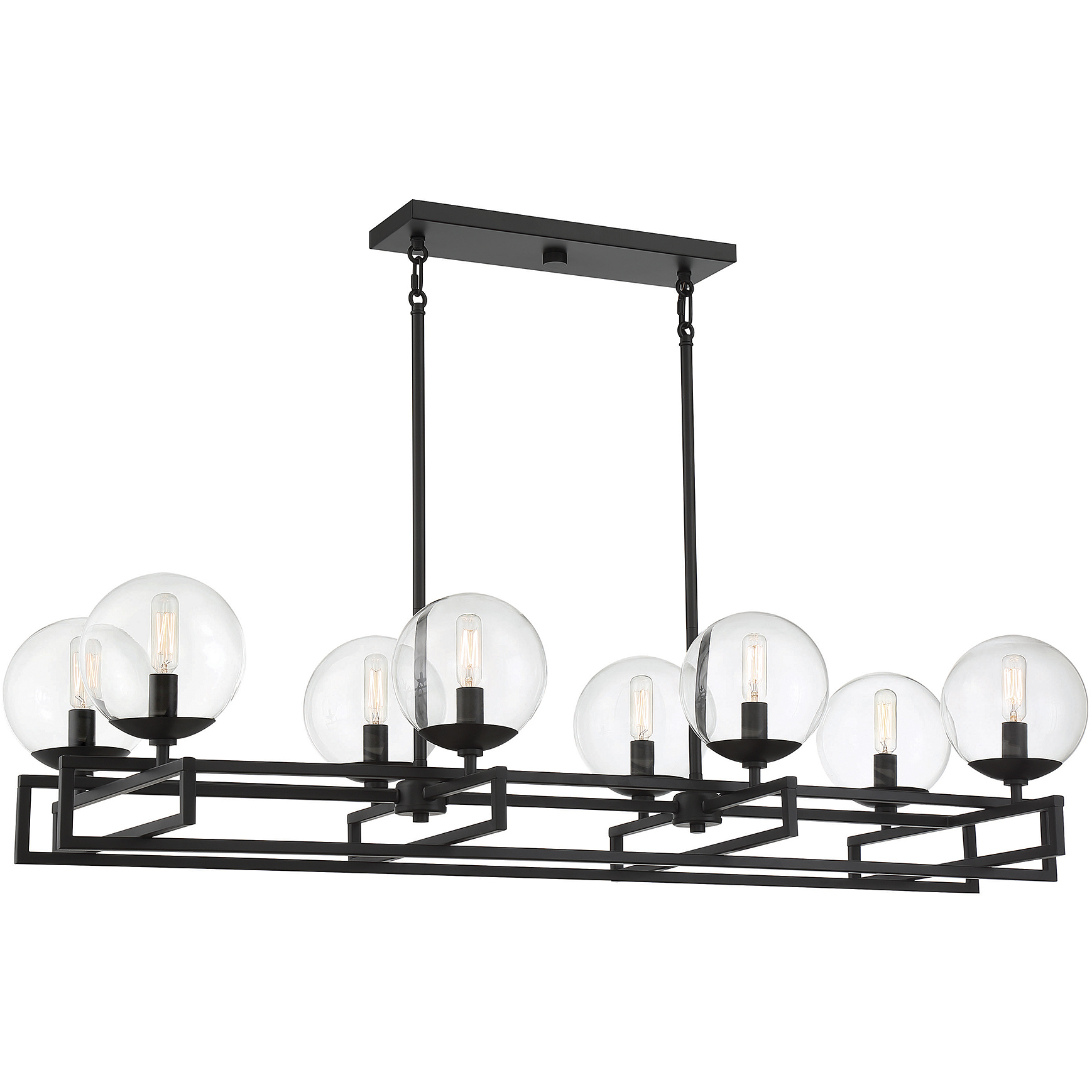 Crosby 8 Light 42 inch Matte Black Linear Chandelier Ceiling Light, Essentials