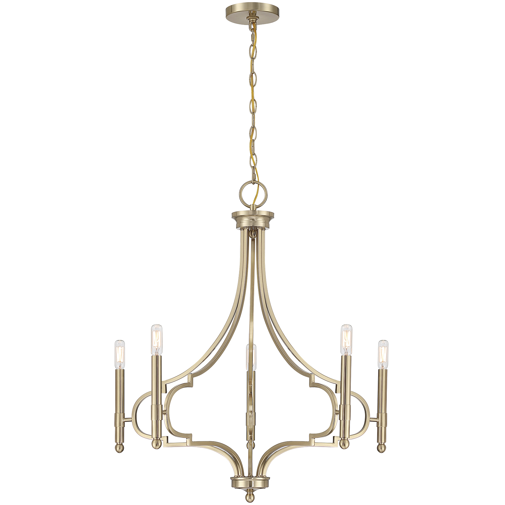 Woodlawn 5 Light 28 inch Noble Brass Chandelier Ceiling Light