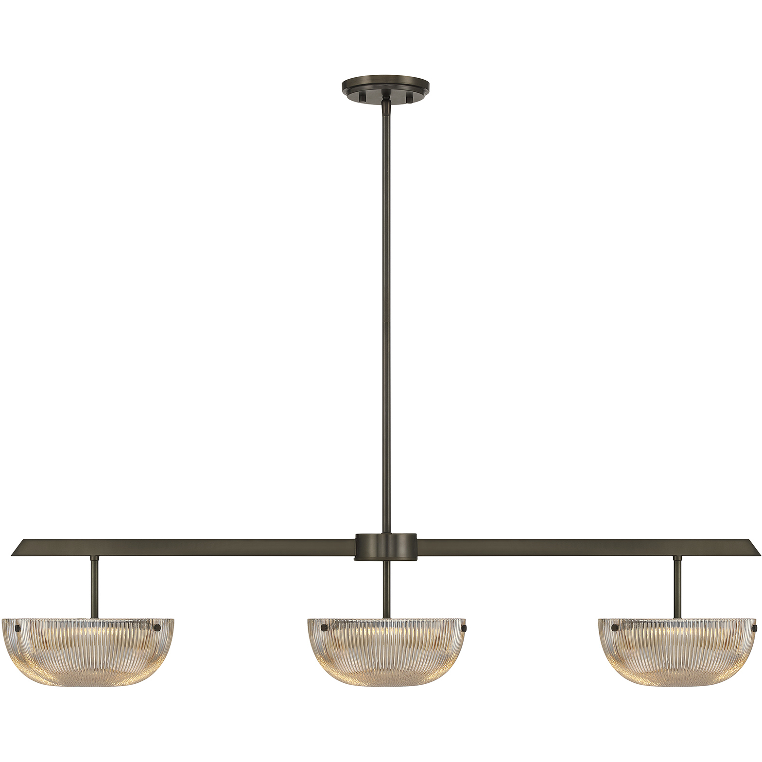 Hubbard LED 44 inch Mediterranean Bronze Linear Chandelier Ceiling Light