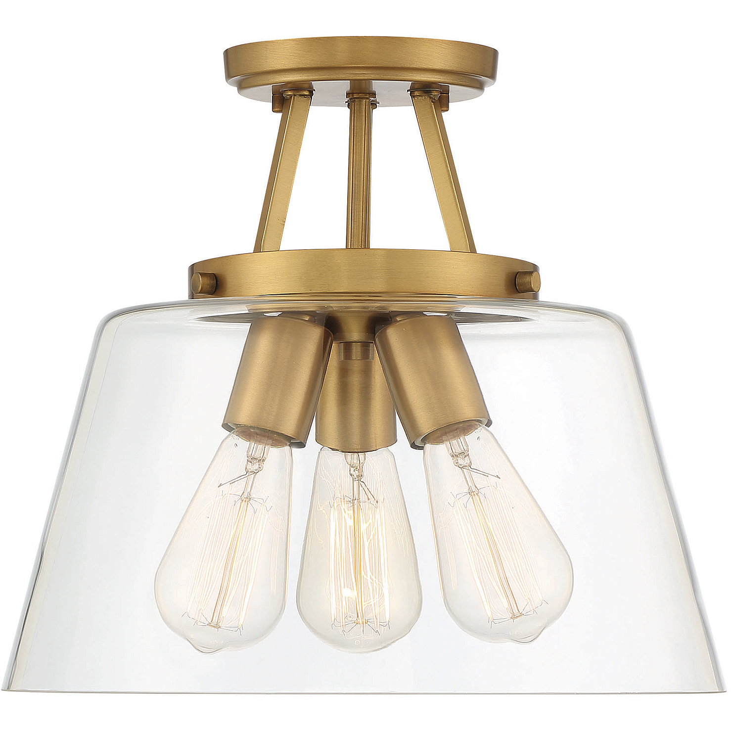 Savoy House 610243322 Calhoun 3 Light 13 inch Warm Brass SemiFlush