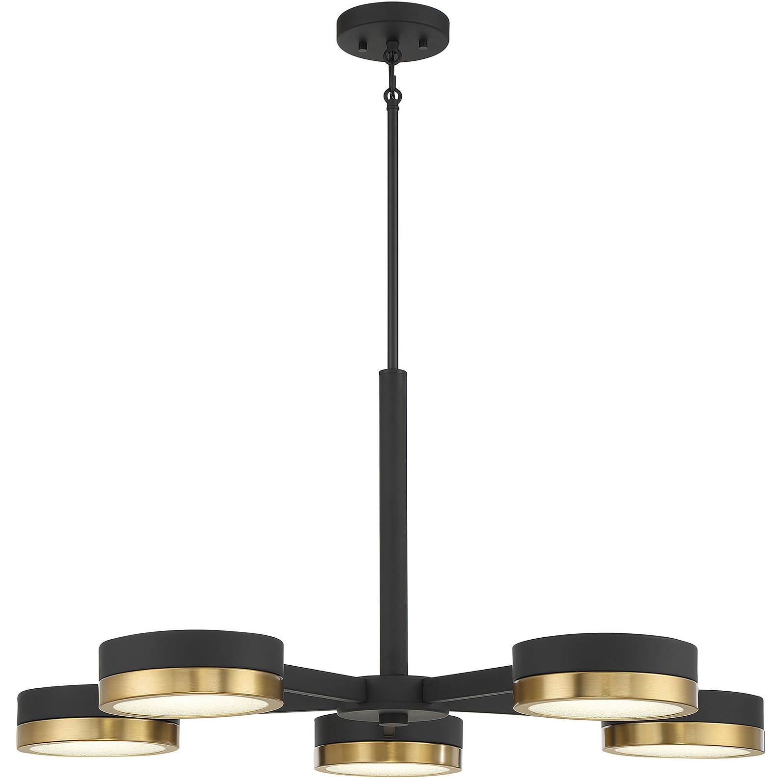 Ashor LED 34 inch Matte Black with Warm Brass Accents Chandelier Ceiling  Light