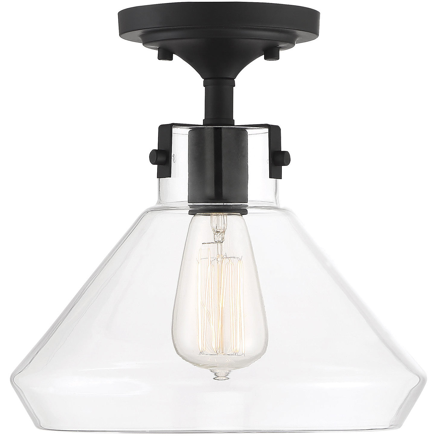 Walpole 1 Light 11 inch Matte Black Semi-Flush Ceiling Light, Essentials